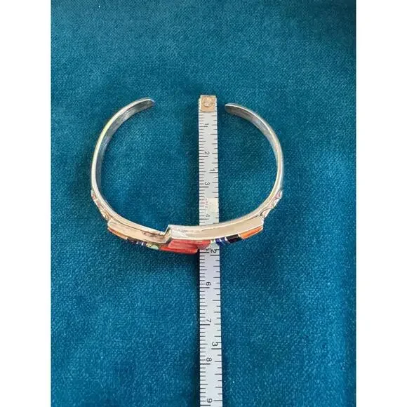 Southwestern Bracelet Sterling Silver Turquoise Coral Gemstone Native American